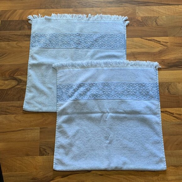 Blue Vintage JC Penneys Towels Floral Bath 2 Piece Retro Household Bathroom USA - Picture 3 of 12